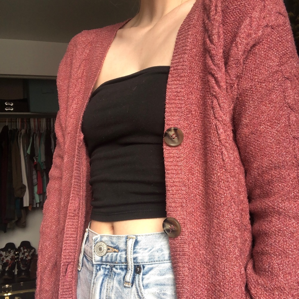 Cropped Blush Rose Cardigan